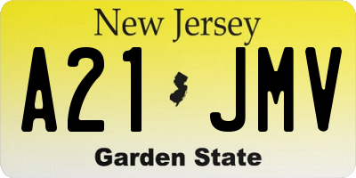 NJ license plate A21JMV
