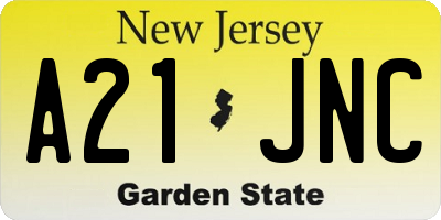 NJ license plate A21JNC