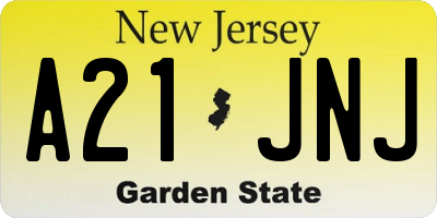 NJ license plate A21JNJ
