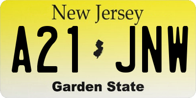 NJ license plate A21JNW