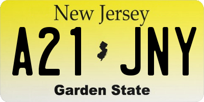 NJ license plate A21JNY