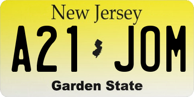 NJ license plate A21JOM