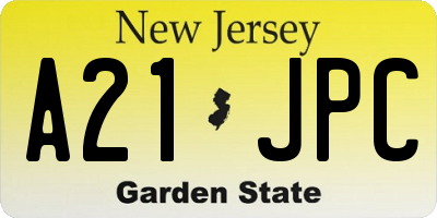 NJ license plate A21JPC