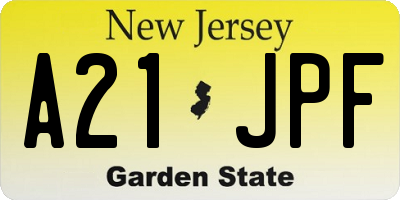 NJ license plate A21JPF