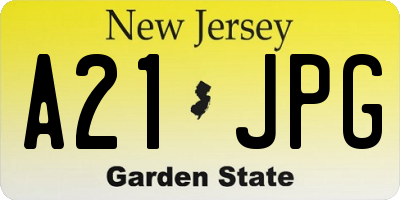 NJ license plate A21JPG