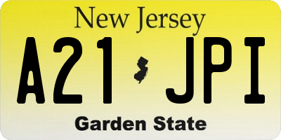 NJ license plate A21JPI