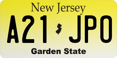 NJ license plate A21JPO