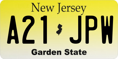 NJ license plate A21JPW
