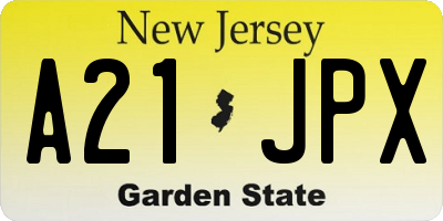 NJ license plate A21JPX