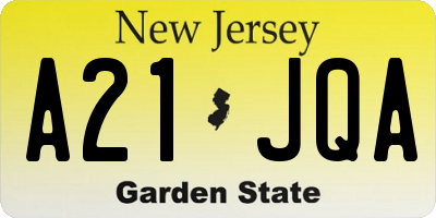 NJ license plate A21JQA