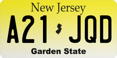 NJ license plate A21JQD