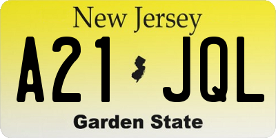 NJ license plate A21JQL