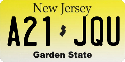 NJ license plate A21JQU