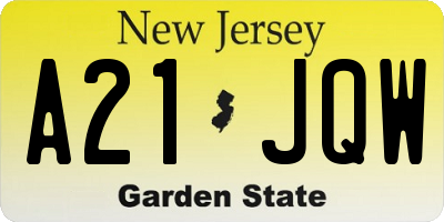 NJ license plate A21JQW