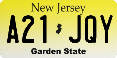 NJ license plate A21JQY