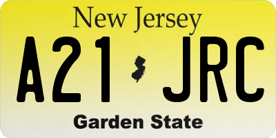 NJ license plate A21JRC