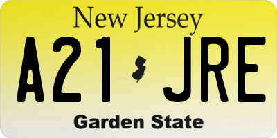 NJ license plate A21JRE