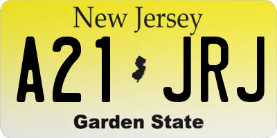 NJ license plate A21JRJ