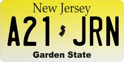 NJ license plate A21JRN