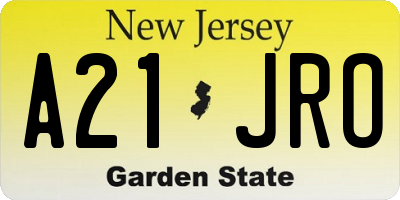 NJ license plate A21JRO
