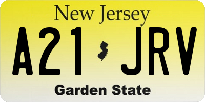 NJ license plate A21JRV