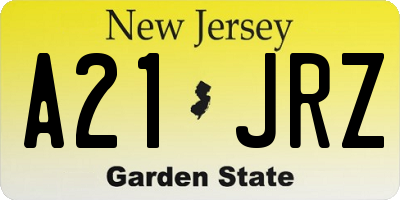NJ license plate A21JRZ