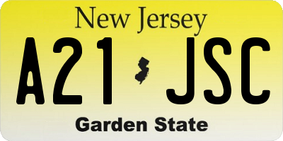 NJ license plate A21JSC