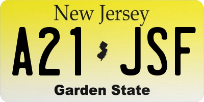 NJ license plate A21JSF