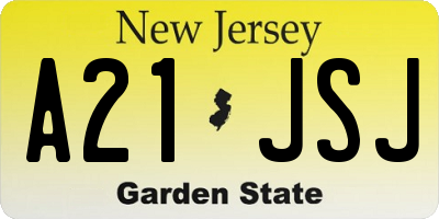 NJ license plate A21JSJ