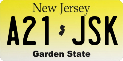NJ license plate A21JSK