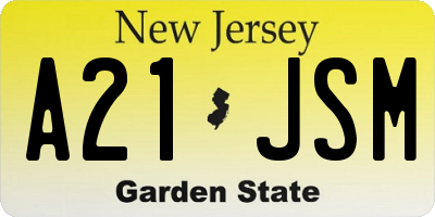 NJ license plate A21JSM