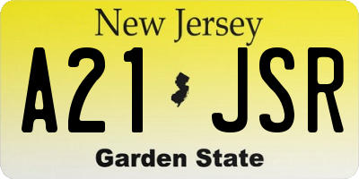NJ license plate A21JSR