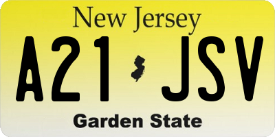 NJ license plate A21JSV