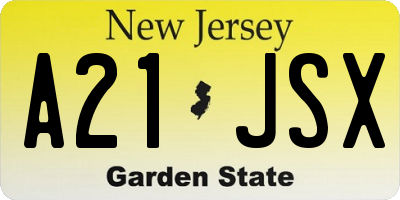 NJ license plate A21JSX
