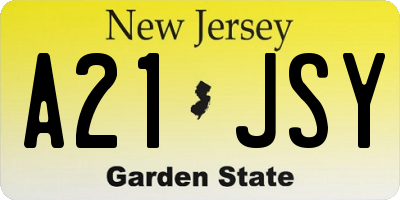 NJ license plate A21JSY