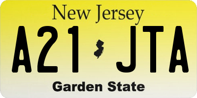 NJ license plate A21JTA