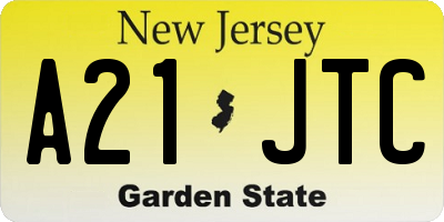 NJ license plate A21JTC