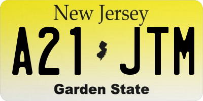 NJ license plate A21JTM
