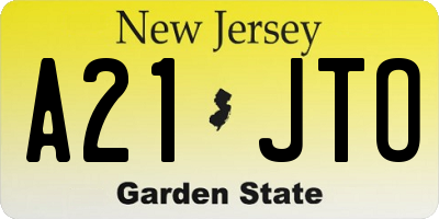 NJ license plate A21JTO
