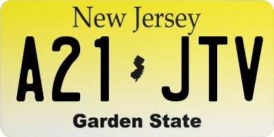 NJ license plate A21JTV
