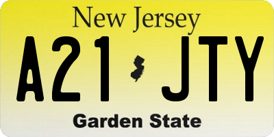 NJ license plate A21JTY