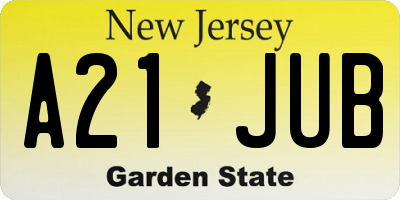 NJ license plate A21JUB