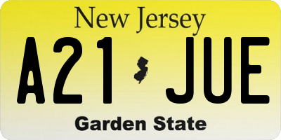 NJ license plate A21JUE