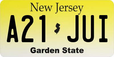NJ license plate A21JUI