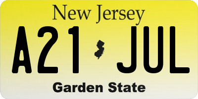 NJ license plate A21JUL