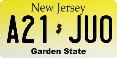 NJ license plate A21JUO