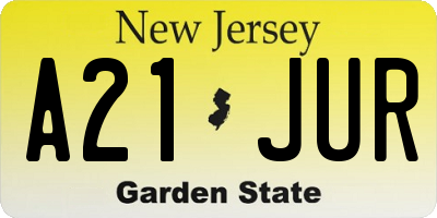 NJ license plate A21JUR