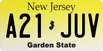 NJ license plate A21JUV