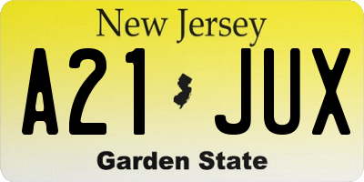 NJ license plate A21JUX