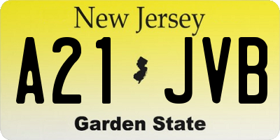 NJ license plate A21JVB